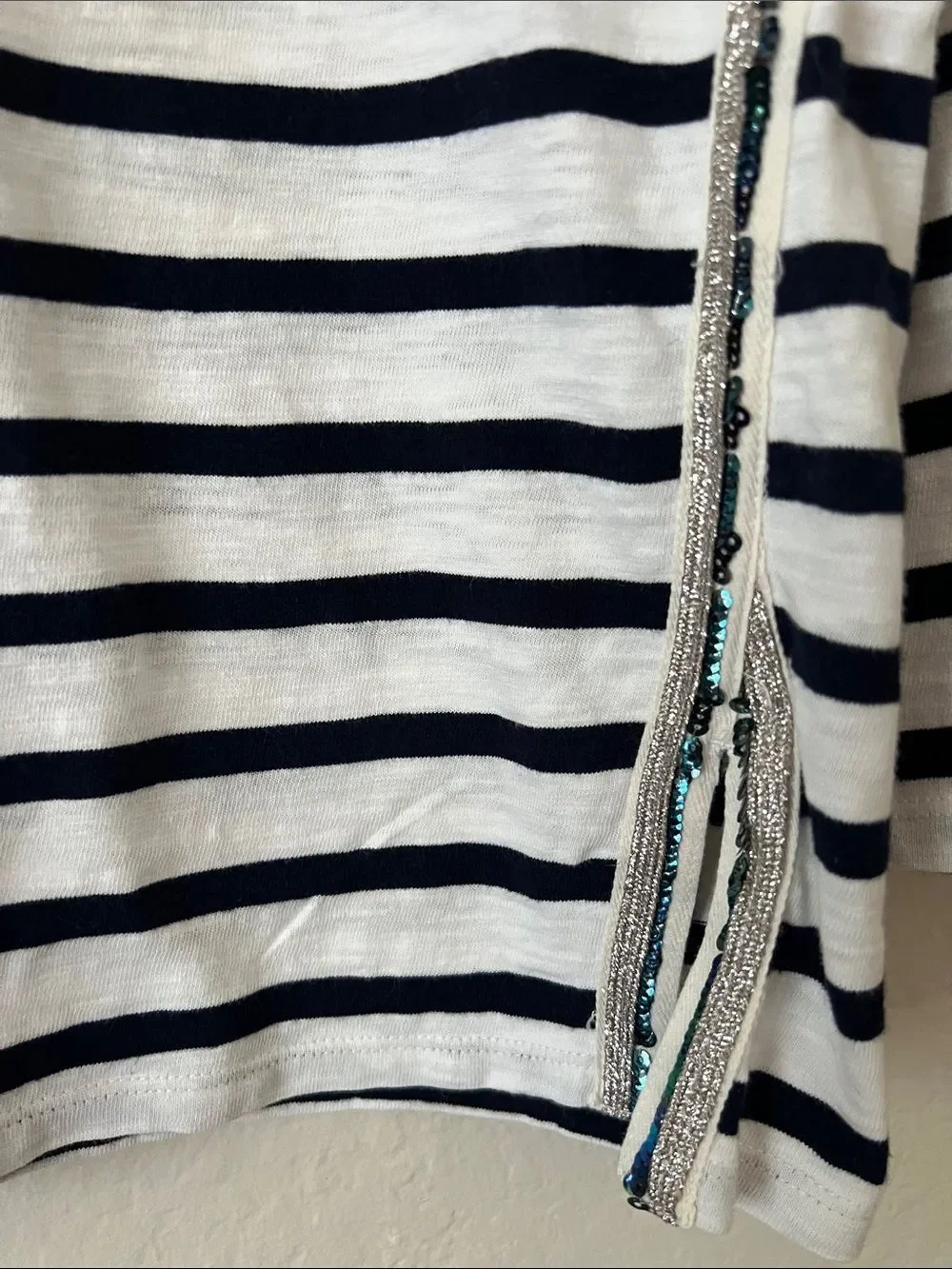 EUC J.CREW Striped 3/4 Sleeve White/Black Size Unknown